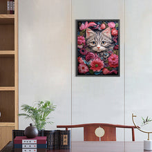 Load image into Gallery viewer, AB Diamond Painting - Full Round - flower cat (30*40CM)