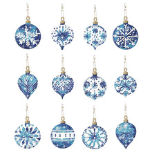 Load image into Gallery viewer, 12PCS Diamond Art Keyring Snowflakes Double Sided Diamond Painting Keychain (#1)