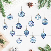 Load image into Gallery viewer, 12PCS Diamond Art Keyring Snowflakes Double Sided Diamond Painting Keychain (#1)