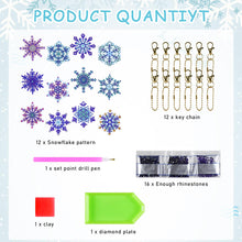 Load image into Gallery viewer, 12PCS Diamond Art Keyring Snowflakes Double Sided Diamond Painting Keychain (#2)