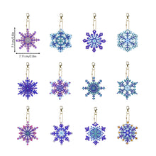 Load image into Gallery viewer, 12PCS Diamond Art Keyring Snowflakes Double Sided Diamond Painting Keychain (#2)