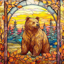 Load image into Gallery viewer, Diamond Painting - Full Round - stained glass brown bear (30*30CM)