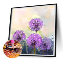 Load image into Gallery viewer, Diamond Painting - Full Round - purple dandelion (30*30CM)
