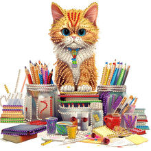 Load image into Gallery viewer, Diamond Painting - Partial Special Shaped - Bookish cat (30*30CM)