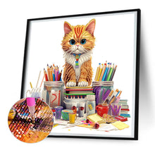 Load image into Gallery viewer, Diamond Painting - Partial Special Shaped - Bookish cat (30*30CM)