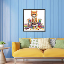 Load image into Gallery viewer, Diamond Painting - Partial Special Shaped - Bookish cat (30*30CM)