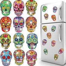 Load image into Gallery viewer, 12PCS Diamond Painting Magnets Refrigerator for Adults Kids Fridge Car (Skull)