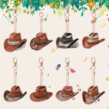 Load image into Gallery viewer, 6PCS Double Sided Diamond Painting Art Keychain Pendant for Beginner(Cowboy Hat)