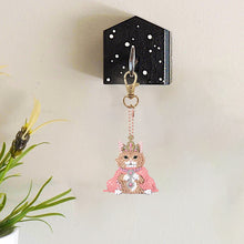 Load image into Gallery viewer, 6PCS Double Sided Diamond Painting Art Keychain Pendant (Crown Cat Princess)