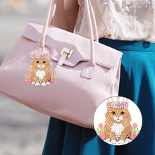 Load image into Gallery viewer, 6PCS Double Sided Diamond Painting Art Keychain Pendant (Crown Cat Princess)