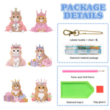 Load image into Gallery viewer, 6PCS Double Sided Diamond Painting Art Keychain Pendant (Crown Cat Princess)