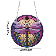 Load image into Gallery viewer, Acrylic Dragonfly Butterfly Round Single-Sided Diamond Painting Hanging Pendant