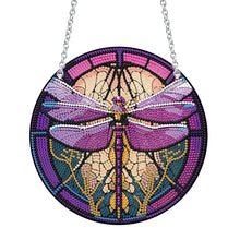 Load image into Gallery viewer, Acrylic Dragonfly Butterfly Round Single-Sided Diamond Painting Hanging Pendant
