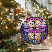 Load image into Gallery viewer, Acrylic Dragonfly Butterfly Round Single-Sided Diamond Painting Hanging Pendant