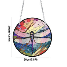 Load image into Gallery viewer, Acrylic Dragonfly Butterfly Round Single-Sided Diamond Painting Hanging Pendant