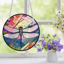 Load image into Gallery viewer, Acrylic Dragonfly Butterfly Round Single-Sided Diamond Painting Hanging Pendant