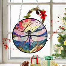 Load image into Gallery viewer, Acrylic Dragonfly Butterfly Round Single-Sided Diamond Painting Hanging Pendant