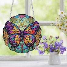 Load image into Gallery viewer, Acrylic Dragonfly Butterfly Round Single-Sided Diamond Painting Hanging Pendant