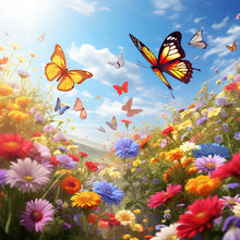 Load image into Gallery viewer, Diamond Painting - Full Round - Garden flowers butterflies (30*30CM)