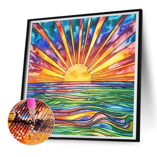 Diamond Painting - Full Round - Colorful sunset on the sea (30*30CM)