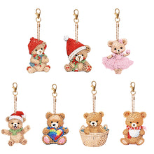 Load image into Gallery viewer, 7PCS Double Sided Special Shape Diamond Painting Art Keychain Pendant (Bear)