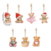 Load image into Gallery viewer, 7PCS Double Sided Special Shape Diamond Painting Art Keychain Pendant (Bear)