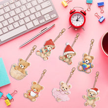 Load image into Gallery viewer, 7PCS Double Sided Special Shape Diamond Painting Art Keychain Pendant (Bear)