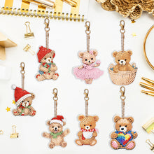 Load image into Gallery viewer, 7PCS Double Sided Special Shape Diamond Painting Art Keychain Pendant (Bear)