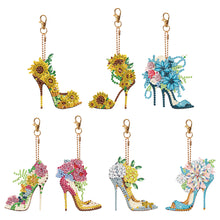 Load image into Gallery viewer, 7PCS Double Sided Special Shape Diamond Painting Keychain Pendant (High Heels)