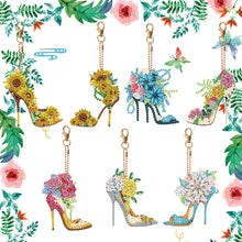 Load image into Gallery viewer, 7PCS Double Sided Special Shape Diamond Painting Keychain Pendant (High Heels)