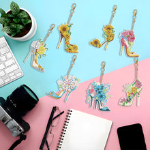 Load image into Gallery viewer, 7PCS Double Sided Special Shape Diamond Painting Keychain Pendant (High Heels)