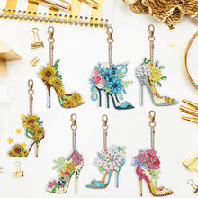 Load image into Gallery viewer, 7PCS Double Sided Special Shape Diamond Painting Keychain Pendant (High Heels)
