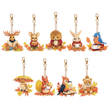 Load image into Gallery viewer, 9PCS Full Drill Keyring Bird Bear Double Sided Special Shape Diamond Art Keyring