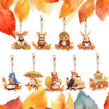 Load image into Gallery viewer, 9PCS Full Drill Keyring Bird Bear Double Sided Special Shape Diamond Art Keyring