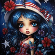 Load image into Gallery viewer, Diamond Painting - Full Round - cartoon flag girl (30*30CM)