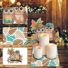 Load image into Gallery viewer, Round Diamond Painting Desktop Decorations for Office Desktop Decor (Two Owls)