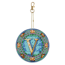 Load image into Gallery viewer, A-Z 26 Letters Double Sided Special Shape Diamond Painting Keychain Pendant (V)