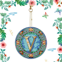 Load image into Gallery viewer, A-Z 26 Letters Double Sided Special Shape Diamond Painting Keychain Pendant (V)