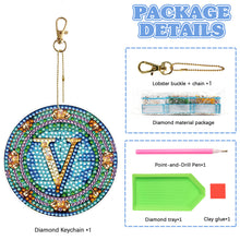 Load image into Gallery viewer, A-Z 26 Letters Double Sided Special Shape Diamond Painting Keychain Pendant (V)