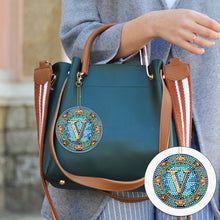 Load image into Gallery viewer, A-Z 26 Letters Double Sided Special Shape Diamond Painting Keychain Pendant (V)