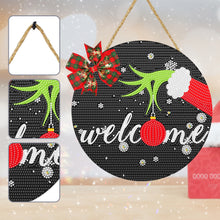Load image into Gallery viewer, Christmas Wooden Merry Christmas Welcoming Words Crystal Hanging Home Wall Decor