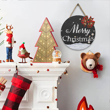 Load image into Gallery viewer, Christmas Wooden Merry Christmas Welcoming Words Crystal Hanging Home Wall Decor