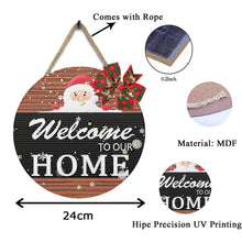 Load image into Gallery viewer, Christmas Wooden Merry Christmas Welcoming Words Crystal Hanging Home Wall Decor