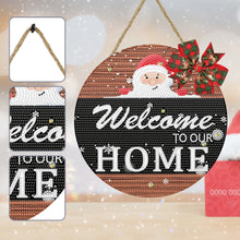 Load image into Gallery viewer, Christmas Wooden Merry Christmas Welcoming Words Crystal Hanging Home Wall Decor