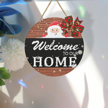 Load image into Gallery viewer, Christmas Wooden Merry Christmas Welcoming Words Crystal Hanging Home Wall Decor
