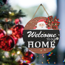 Load image into Gallery viewer, Christmas Wooden Merry Christmas Welcoming Words Crystal Hanging Home Wall Decor