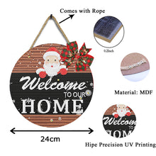 Load image into Gallery viewer, Christmas Wooden Merry Christmas Welcoming Words Crystal Hanging Home Wall Decor