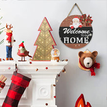 Load image into Gallery viewer, Christmas Wooden Merry Christmas Welcoming Words Crystal Hanging Home Wall Decor