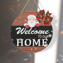 Load image into Gallery viewer, Christmas Wooden Merry Christmas Welcoming Words Crystal Hanging Home Wall Decor