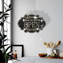 Load image into Gallery viewer, Wooden Shop Sign Open Closed 5D DIY Diamond Painting Dots Pendant for Wall Decor